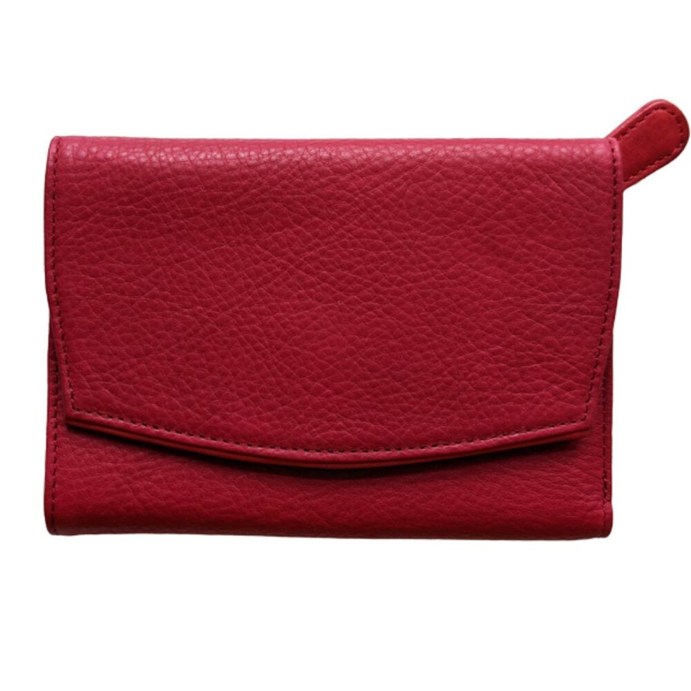 Osgoode Marley Red Cashmere Leather Women's 5" Curved Flap Card Wallet New